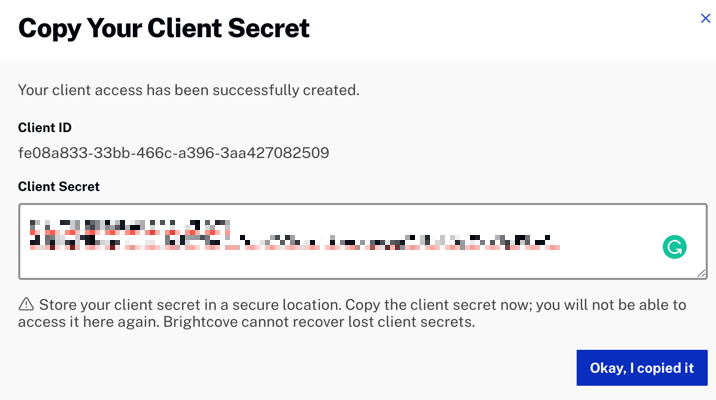 Identifiant client et secret client.